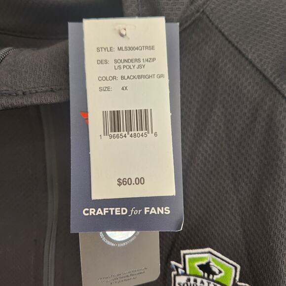 Seattle Sounders Men's Size 4XL 1/4 Zip Long Sleeve Jersey by Fanatics NWT - Picture 3 of 5